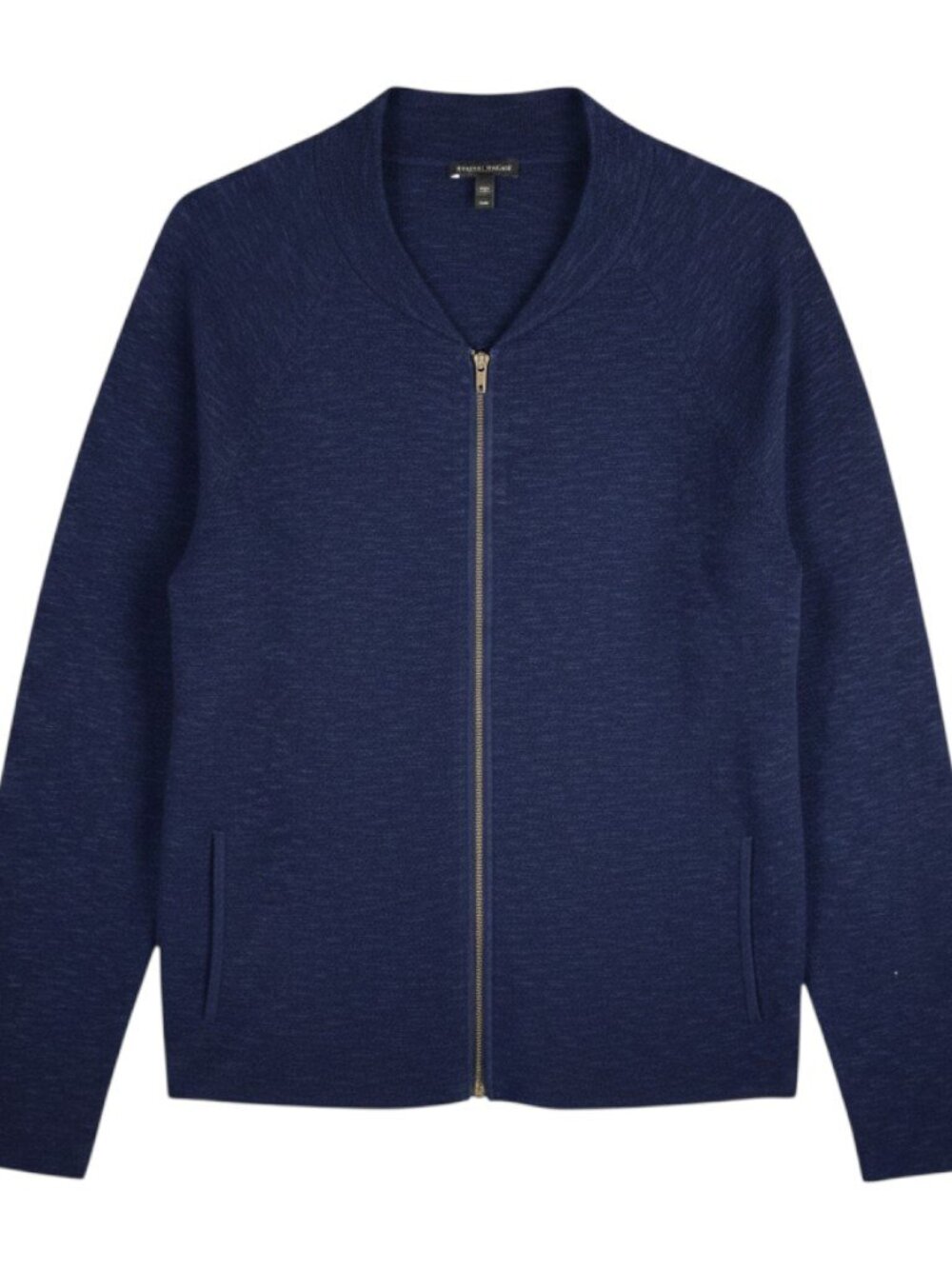 Eileen Fisher Cardigan Sweater Medium Navy Blue Heather Full Zip Coastal Preppy